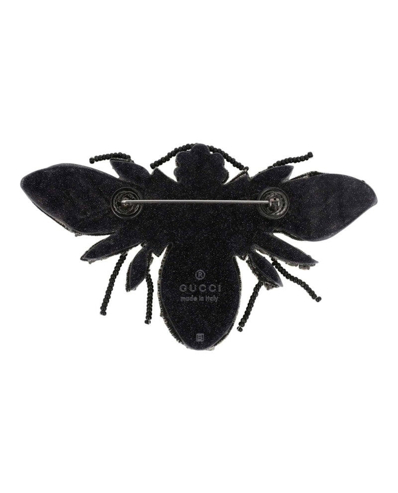 Gucci Crystal-Embellished Bee Brooch Gold