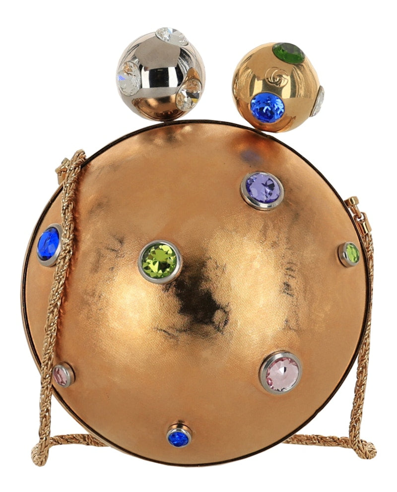 Gucci Crystal-Embellished Sphere Clutch Gold