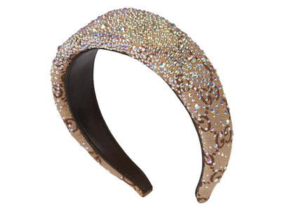 Gucci Crystals GG Canvas Hairband Beige/Dark Brown
