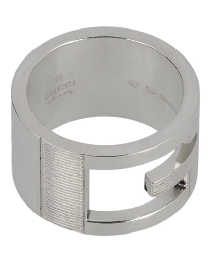 Gucci Cutout Geometric G Ring Silver