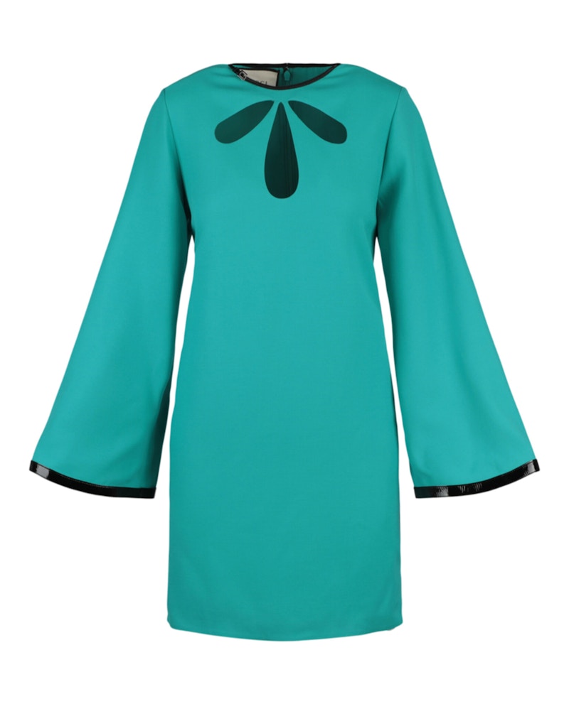Gucci Cutout Long Sleeve Shift Dress Blue