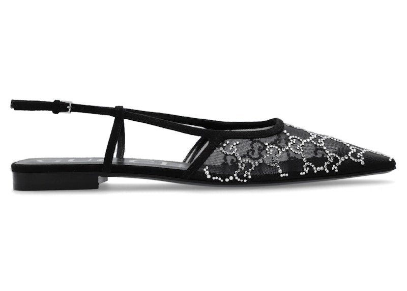 Gucci Demi Ballet Mesh Crystal Flats Black (Women's)