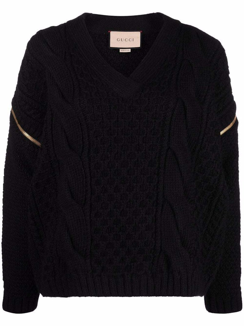 Gucci Detachable Sleeves Knit Sweatshirt Black