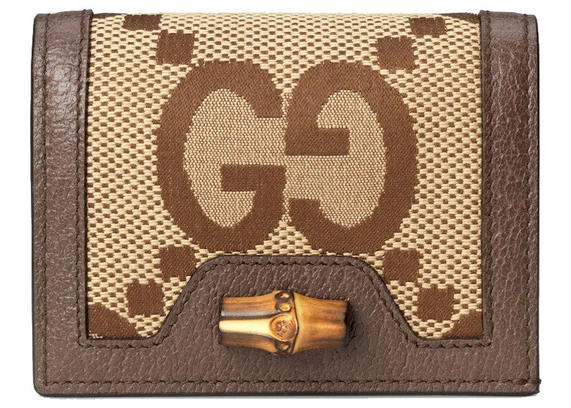 Gucci Diana Jumbo GG Card Case Camel/Ebony
