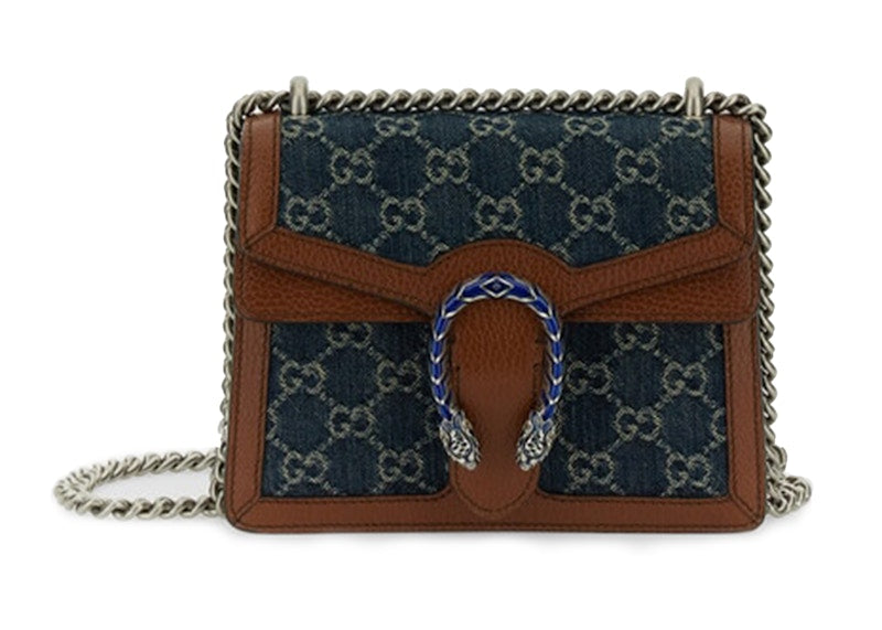 Gucci Dionysus Chain Bag Mini GG Jacquard Dark Blue/Ivory/Brown