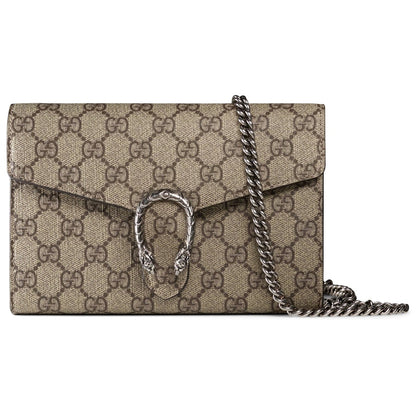 Gucci Dionysus Chain Wallet GG Supreme Beige/Ebony