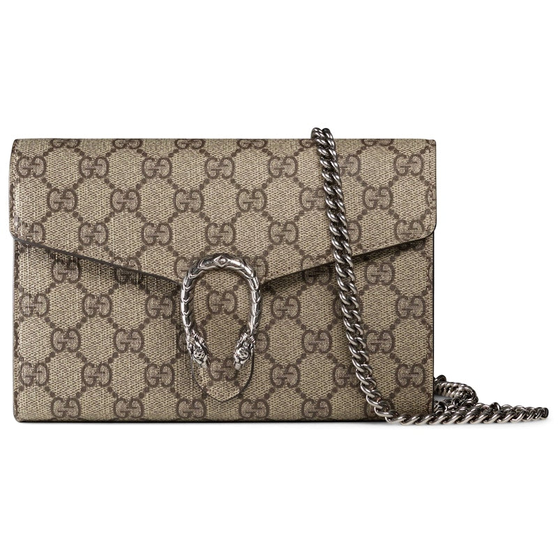 Gucci Dionysus Chain Wallet GG Supreme Beige/Ebony