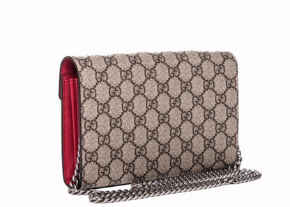 Gucci Dionysus Chain Wallet GG Supreme Beige/Red