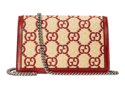 Gucci Dionysus Chain Wallet Mini GG Supreme Red Fabric Effect