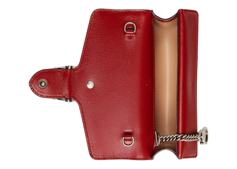 Gucci Dionysus Chain Wallet Mini GG Supreme Red Fabric Effect
