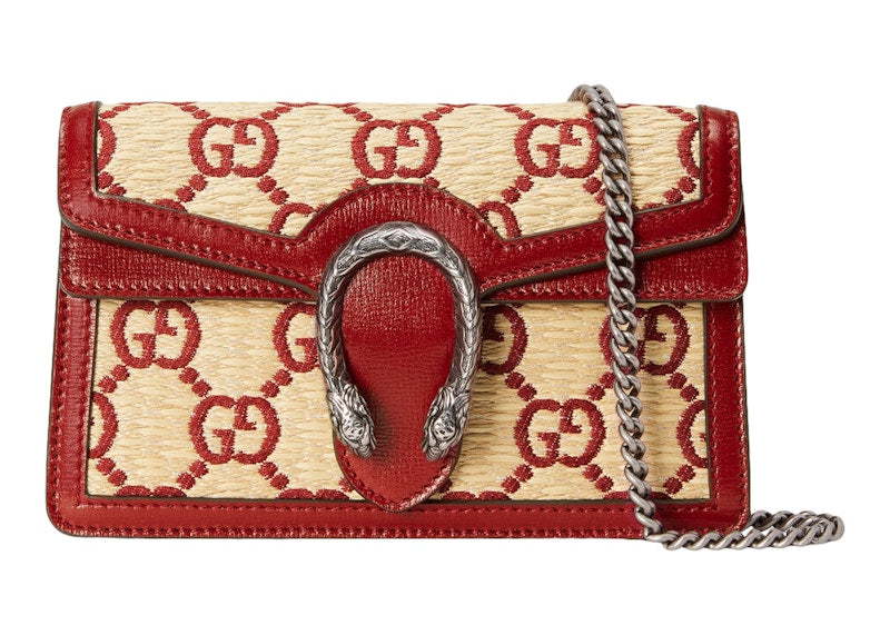Gucci Dionysus Chain Wallet Mini GG Supreme Red Fabric Effect
