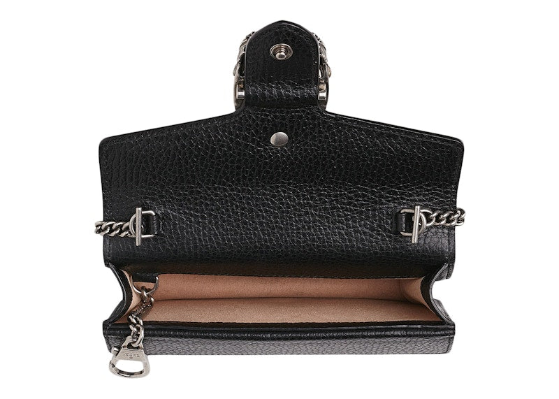 Gucci Dionysus Leather Shoulder Bag Super Mini Black