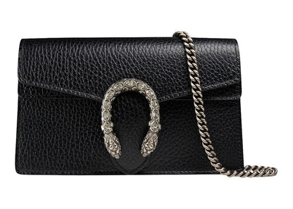 Gucci Dionysus Leather Shoulder Bag Super Mini Black