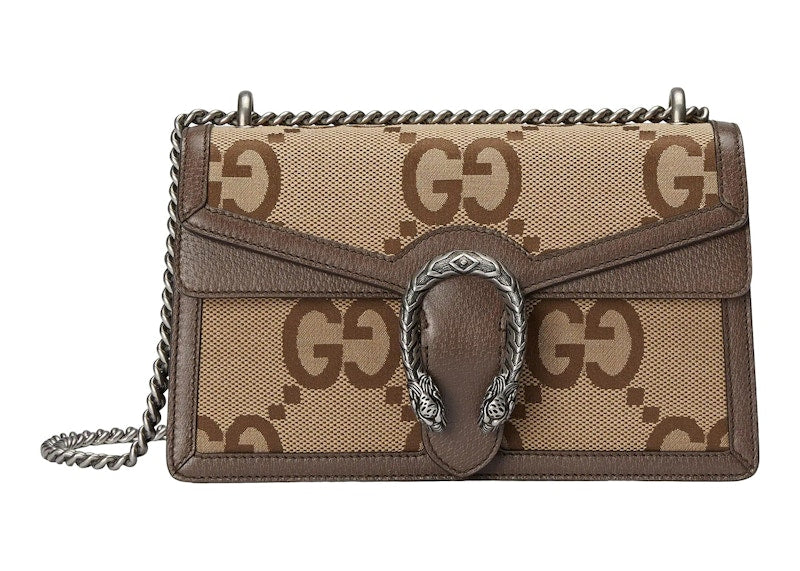Gucci Dionysus Shoulder Bag Small Jumbo GG Camel/Ebony