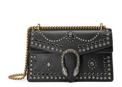 Gucci Dionysus Shoulder Bag Studded Leather Small Black