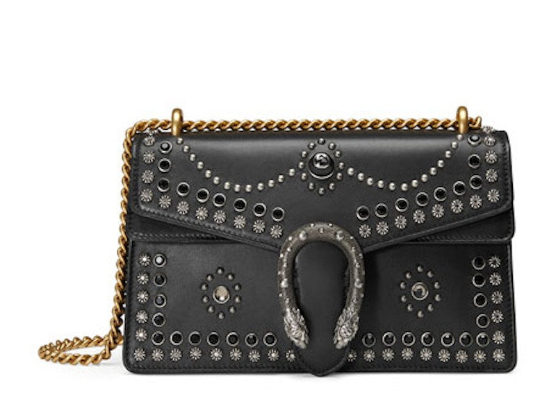 Gucci Dionysus Shoulder Bag Studded Leather Small Black