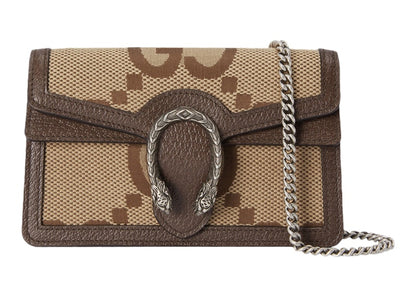 Gucci Dionysus Shoulder Bag Super Mini Jumbo GG Camel/Ebony