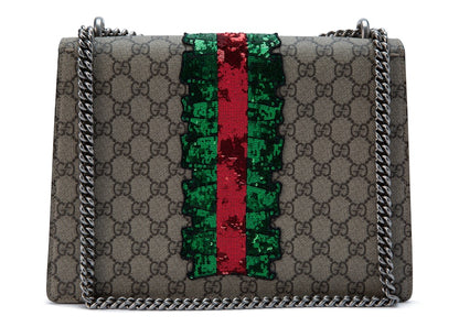 Gucci Dionysus Shoulder Bag GG Supreme Embroidered Medium Brown