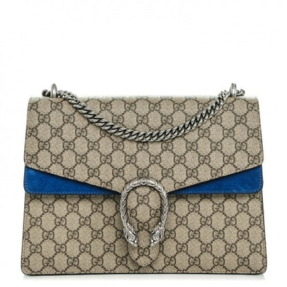 Gucci Dionysus Shoulder Bag GG Supreme Medium Beige/Blue