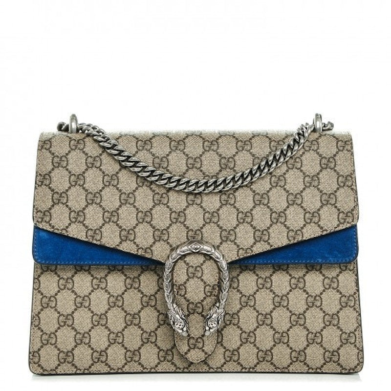 Gucci Dionysus Shoulder Bag GG Supreme Medium Beige/Blue