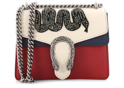 Gucci Dionysus Shoulder Bag Snake Embellished Mini White/Red/Blue