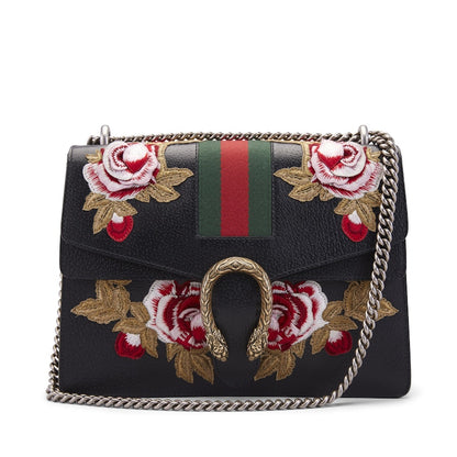 Gucci Dionysus Shoulder Bag Web Embroidered Medium Black