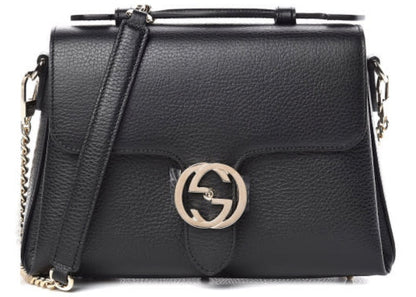 Gucci Dollar Interlocking GG Shoulder Bag Medium Black