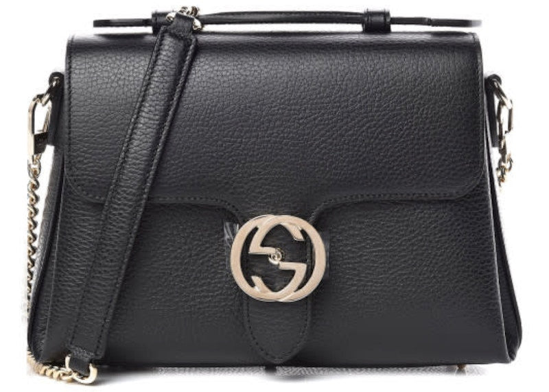 Gucci Dollar Interlocking GG Shoulder Bag Medium Black