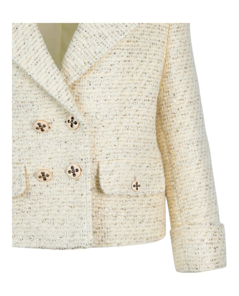 Gucci Double Breasted Tweed Jacket White