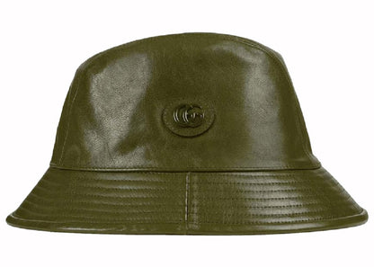 Gucci Double G Leather Bucket Hat Dark Green