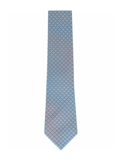 Gucci Double G Silk Jacquard Tie Blue Orange