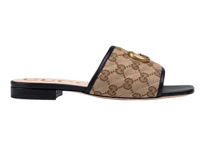 Gucci Double G Slide Sandal Black Canvas