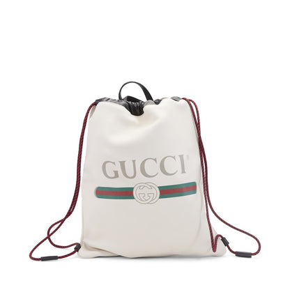 Gucci Drawstring Backpack Vintage Logo White