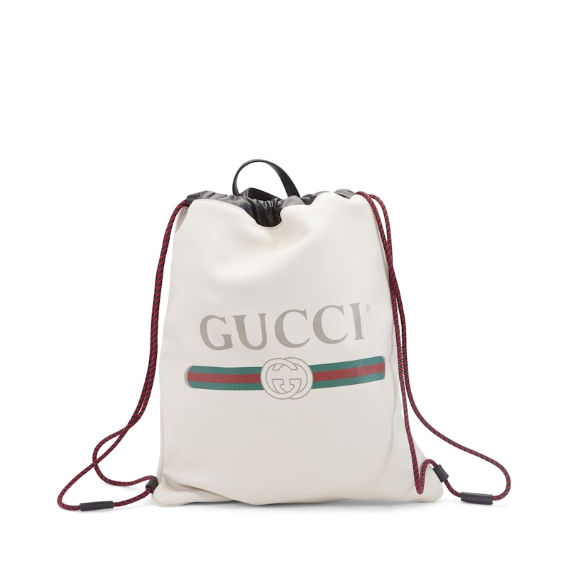 Gucci Drawstring Backpack Vintage Logo White