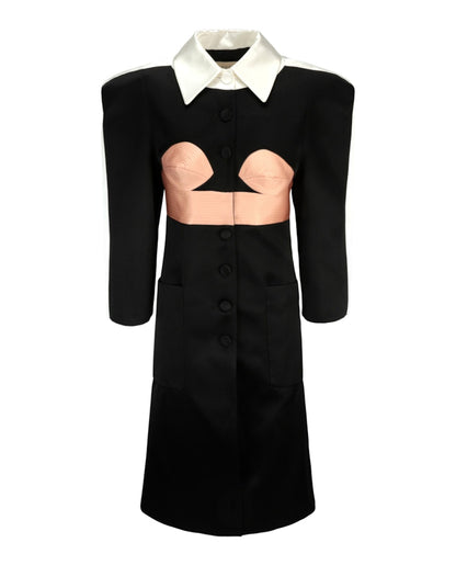 Gucci Duchesse Satin Dress Coat Black