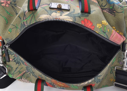 Gucci Duffle Floral Animal Web Khaki Green