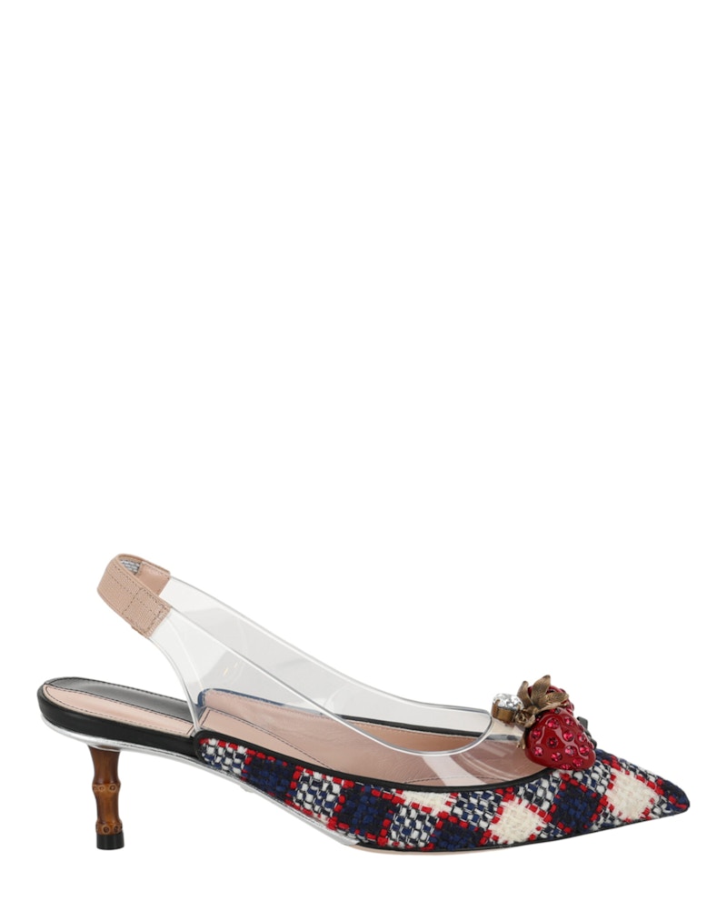 Gucci Eleanor Strawberry Tweed Heels Blue Red (Women's)