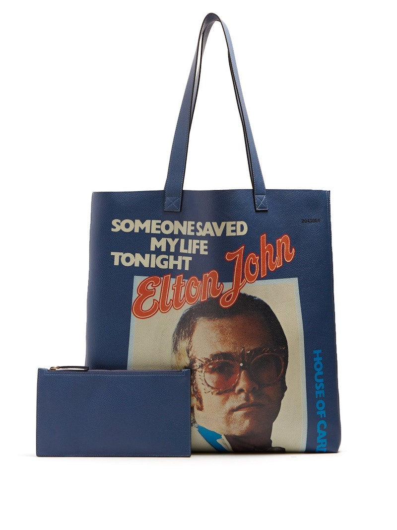 Gucci Elton John Tote "Someone Saved My Life Tonight" Vinyl EP Cover (With Pouch) Blue