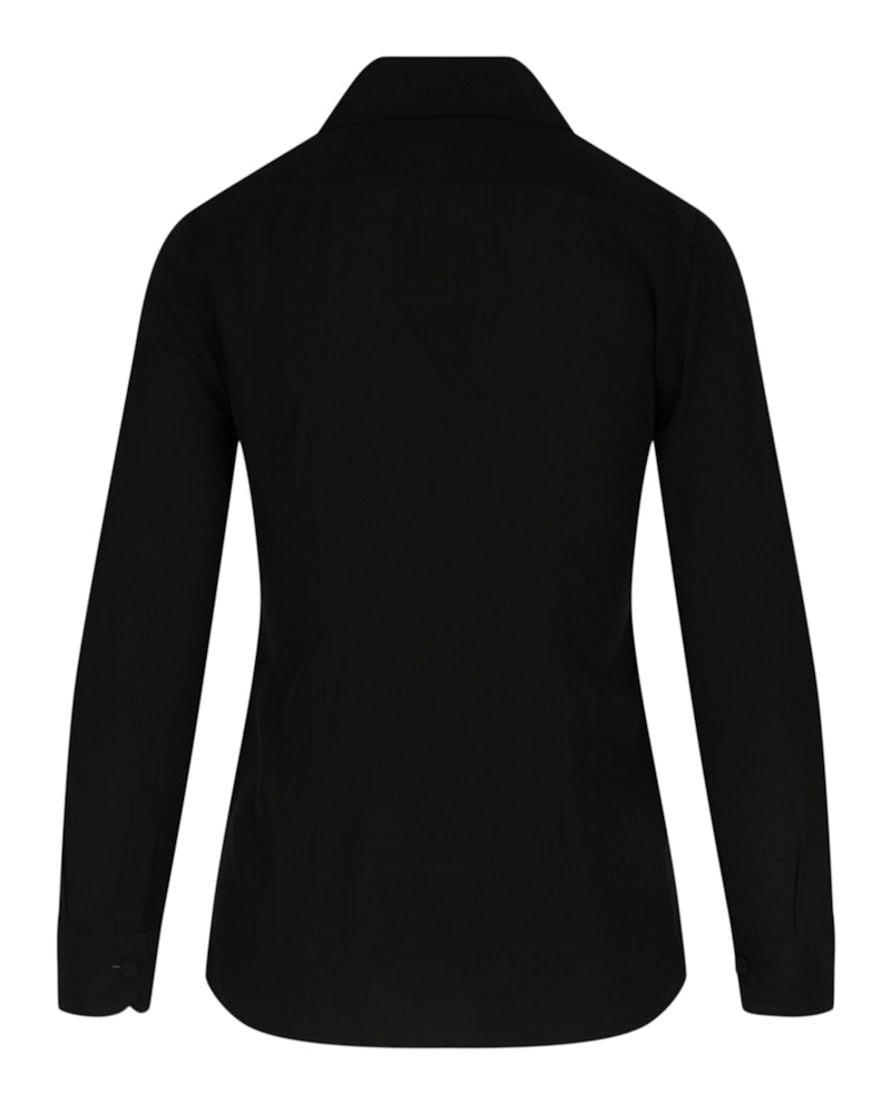 Gucci Embroidered Logo Long Sleeve Blouse Black