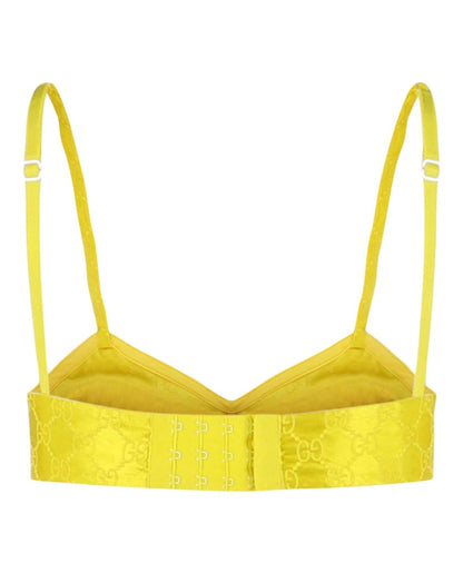 Gucci Embroidered Silk Bra Yellow