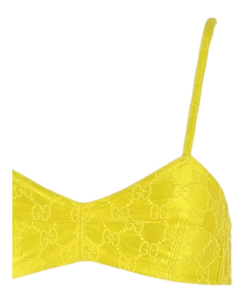 Gucci Embroidered Silk Bra Yellow