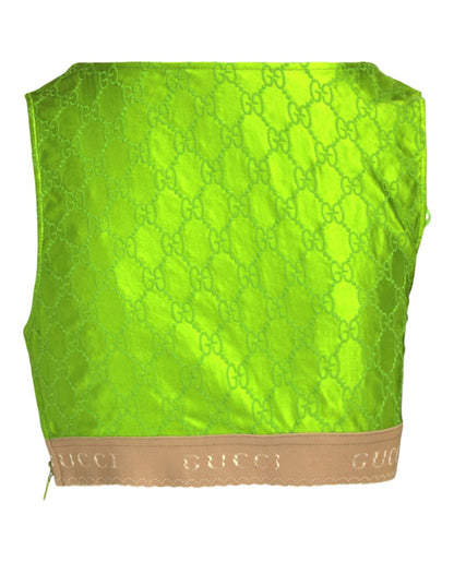 Gucci Embroidered Silk Crop Top Green
