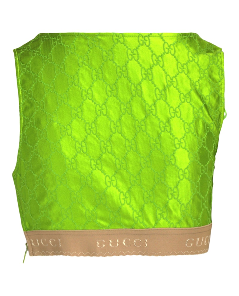 Gucci Embroidered Silk Crop Top Green