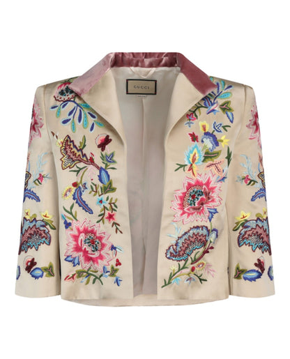 Gucci Embroidered Silk Duchess Jacket Multi