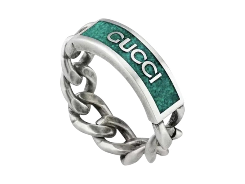 Gucci Enamel Ring Teal/Black