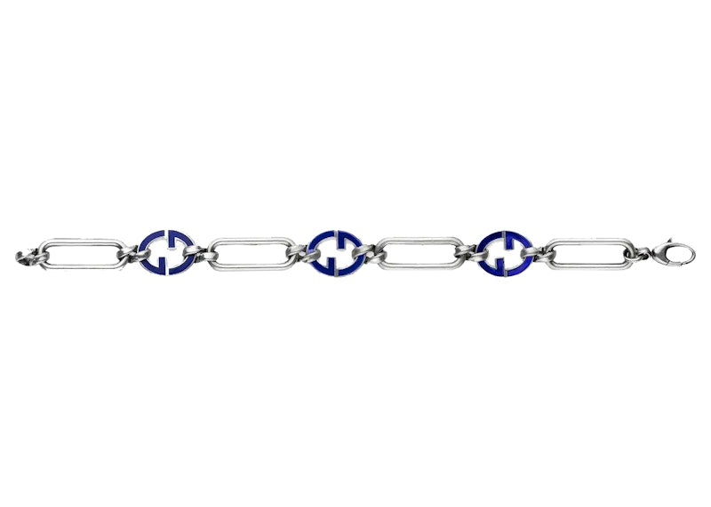 Gucci Enameled Interlocking G Bracelet Silver