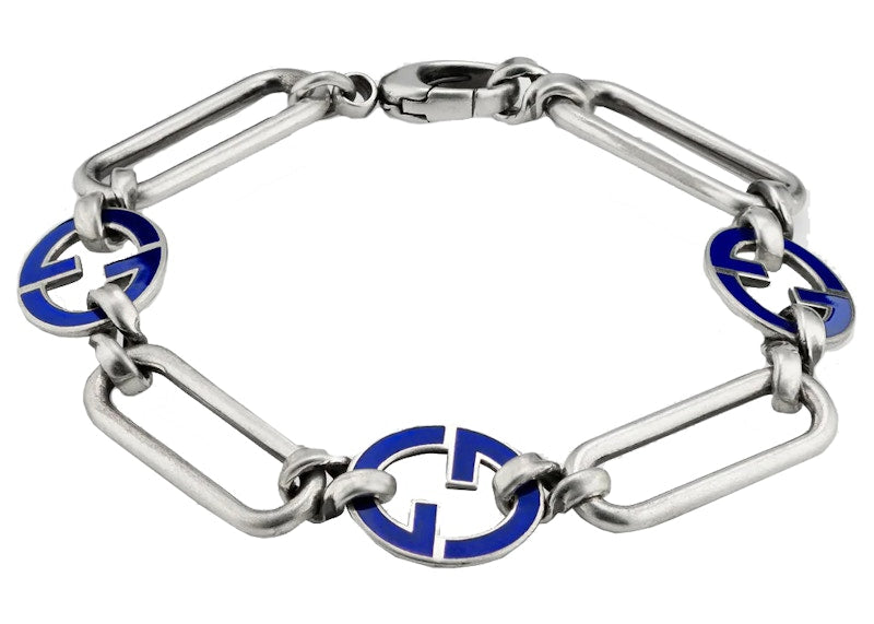 Gucci Enameled Interlocking G Bracelet Silver
