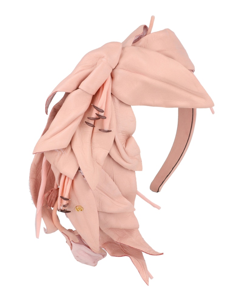 Gucci Faux Floral Leather Headband Pink