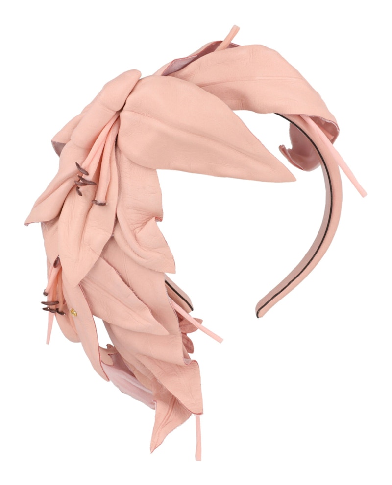 Gucci Faux Floral Leather Headband Pink