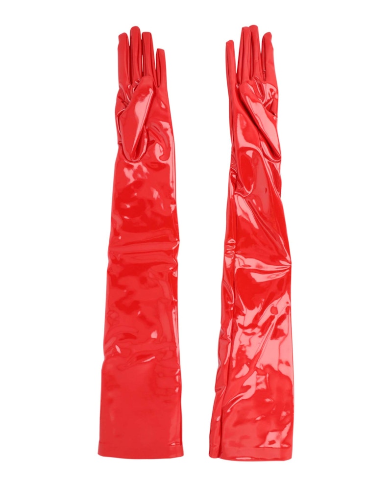 Gucci Faux Patent Leather Gloves Bright Red